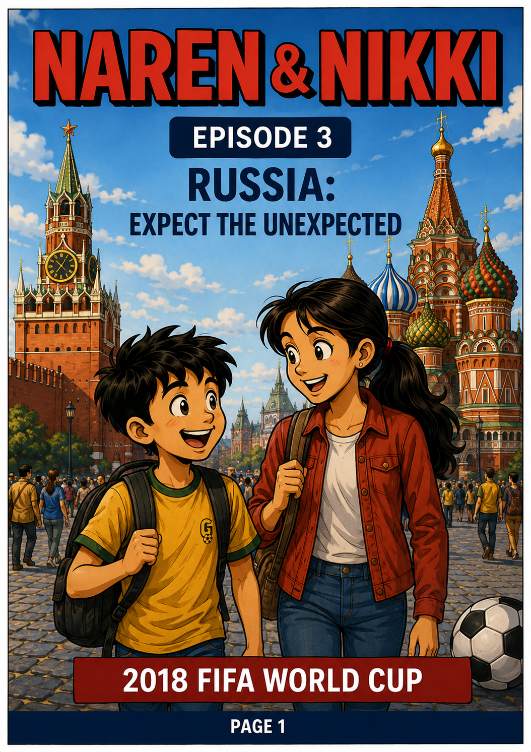 Naren and Nikki at Red Square in Moscow for the 2018 FIFA World Cup